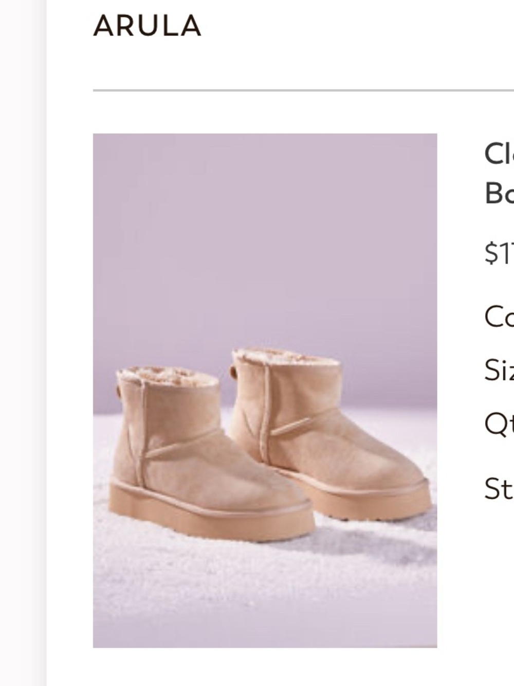 ARULA Cloud Wide Width Booties Size 8